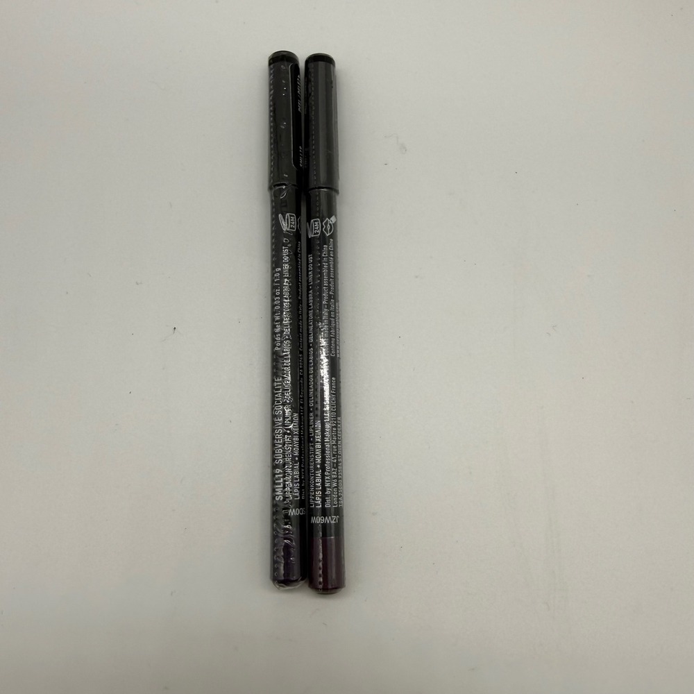 NYX Suede Matte Lip‎ Liner Subversive Socialite Prune Plum Purple Set 2 New